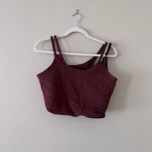 Ribbed Brown Asymmetric Workout Top